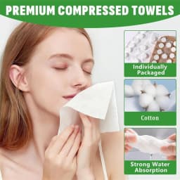 Triani 150Pcs Disposable Mini Compressed Coin Tissue Toilet Paper Tablets Thicken Compressed Towels Tablets Camping Essentials Washcloths for Home - Thumbnail 3
