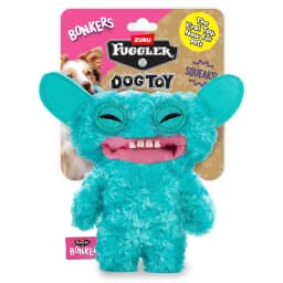 BONKERS Fuggler Grin Grin Squeaky & Plush Dog Toy for Playtime, Blue, 8 inches - Thumbnail 7