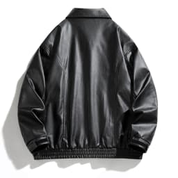 Leather Jacket Men Casual Long Sleeve Zip Up Outerwear Coat with Pockets Slim Fit Biker Motorcycle Jackets, Black, XL - Thumbnail 5