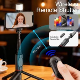 Selfie Stick Tripod for iPhone with Light, 360 Rotation 30" Phone Camera Tripod Stand with Remote for Content Creator Vlog Live Stream Video Recording - Thumbnail 5