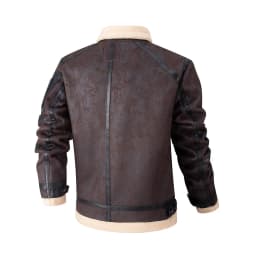 Aloohaidyvio Men's Bomber Jackets Faux Leather Sherpa Fleece Lined Suede Coats Heavyweight Fur Overcoat - Thumbnail 3