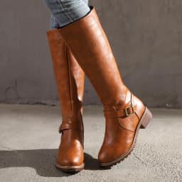 Floleo Clearance Women Boots Retro Shoes Casual Thick Low-heeled Boots Plus Size Mid Calf Zipper Boots - Thumbnail 6