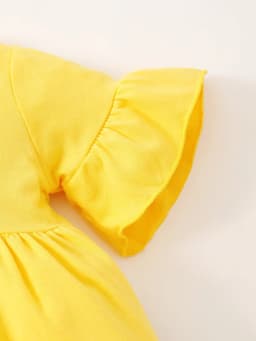 9 Months Baby Girls Clothes 12 Months Girls 3PCS Outfits Infant Girls Flared Sleeve Top Sunflower Patch Jeans Pants Headband Set Yellow - Thumbnail 5