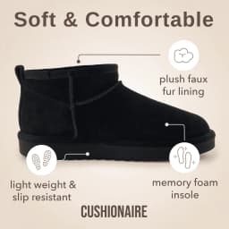 Cushionaire Hip 2 Genuine Suede Ankle Boots for Women, Cozy Faux Shearling Lining Pull On Winter Womens Boots - Thumbnail 6