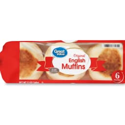 Great Value Original English Muffins, 12 oz Bag, 6 Count (Refrigerated) - Thumbnail 1