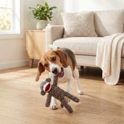 (2 pack) Vibrant Life Brown Sock Monkey Plush Dog Toy with Squeaker, Chew Level 1 - Thumbnail 4
