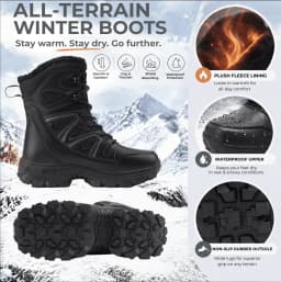 Stepedia Botas de Nieve Impermeables para Hombre, Cálidas, Aisladas, con Forro de Piel Sintética, a Media Pantorrilla, Botas de Invierno para Exteriores, Negro - Thumbnail 3