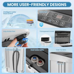 Adnoom Portable Washing Machine, 20lbs Portable Washer with 4 Wash Programs 4 Water Levels 3 Water Temperatures LED Display, Fully Automatic Washing - Thumbnail 6