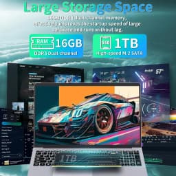 【Win 11 Pro/Office 2019】17.3" Large Laptop, 16GB RAM, 1TB SSD, FHD IPS Display, 6500Y (Up to 3.4GHz), Fingerprint - Thumbnail 2