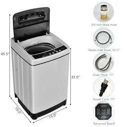Costway Full-Automatic Washing Machine 1.5 Cu.Ft 11 LBS Spin Dryer Gray - Thumbnail 2