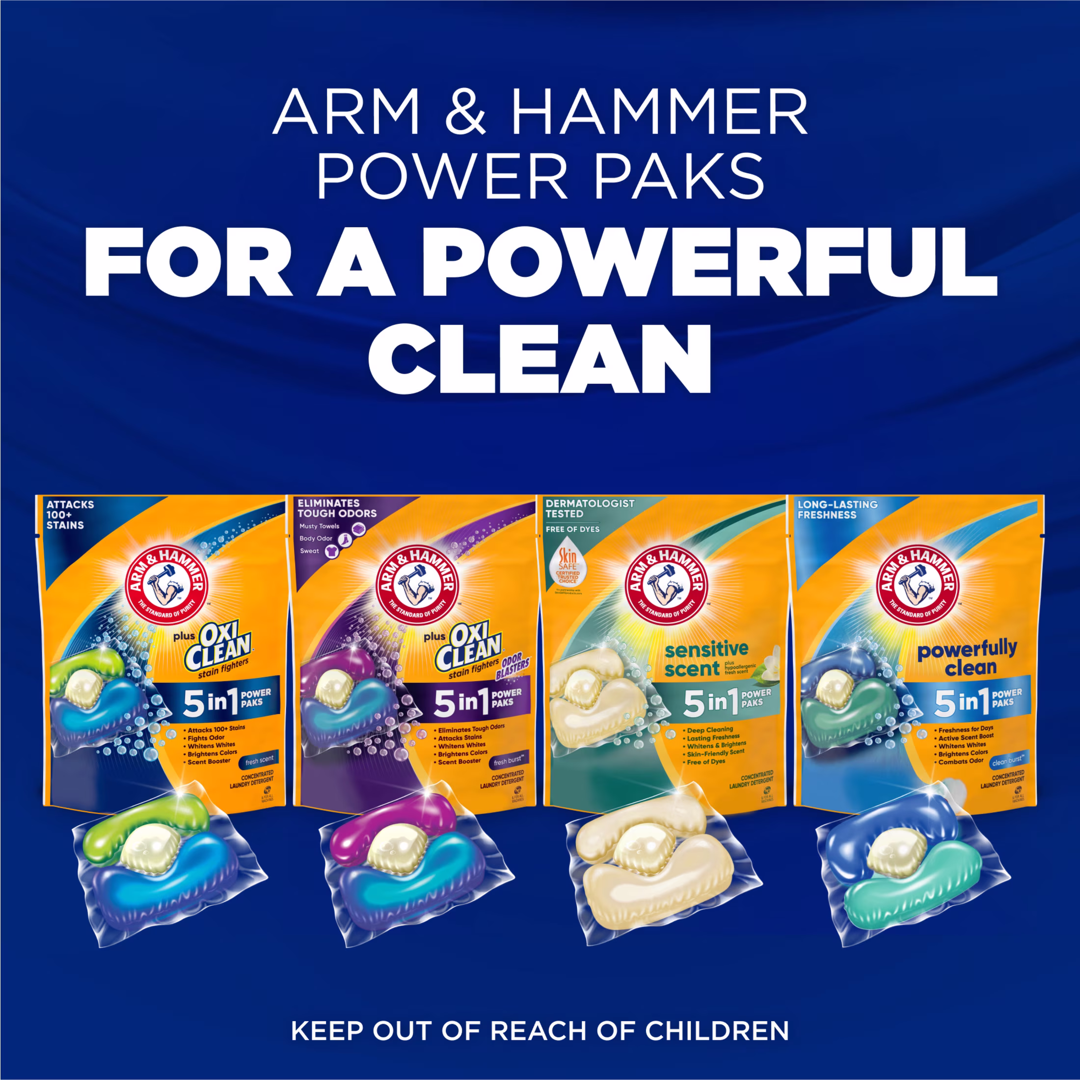 ARM & HAMMER Plus OxiClean 5-in-1 Laundry Detergent Paks, Fresh Scent, 42 Count - Thumbnail 11