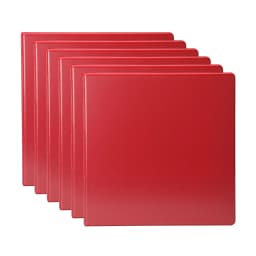 Pen + Gear 3-Ring Durable View Binder, 2 inch Binder Ring Type, Slant D-Ring, Red, 6 Pack - Thumbnail 1