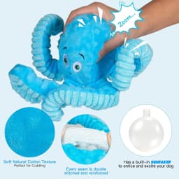 Xekoro Squeaky Dog Toys for Aggressive Chewers, Octopus-Tug of War Dog Toys for Large Breed Tough Interactive Stuffed Dog Chew Toys for Puppies Small - Thumbnail 2