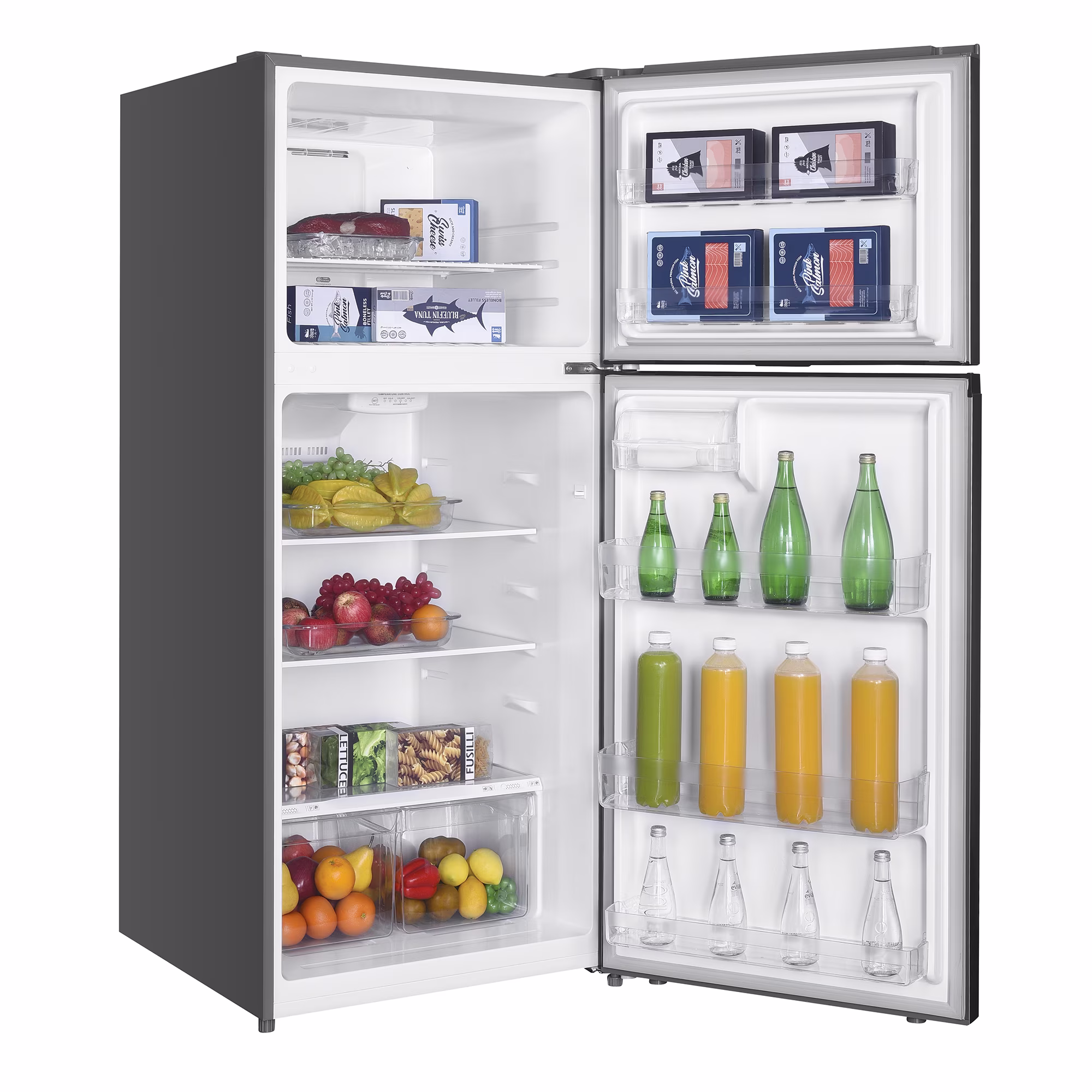 Magic Chef 17.6 Cu Ft Top-Mount Refrigerator in Platinum Steel - Thumbnail 12