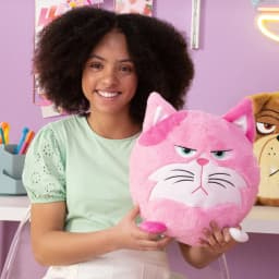 Hangry Petz: Lucy Pink Cat - 12" Animal Plush, Squeeze Tummy For Sounds, Hungry Angry Expression, Embroidered Face, Soft Round Companion, Kids - Thumbnail 5