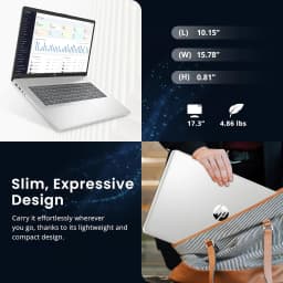 HP 17 Touchscreen AI Laptop, Intel 12-Core Ultra7 255U, 17.3" HD+ Anti-Glare, Fingerprint, 64GB DDR5 RAM, 1TB SSD - Thumbnail 6