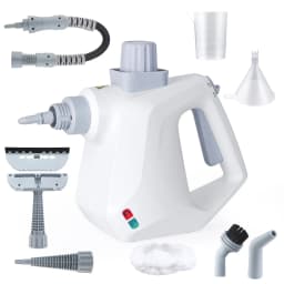 FVSA Handheld Steam Cleaner, 1000W Multi-Surface Cleaner with 9 Accessories, Compact Design, White - Thumbnail 1