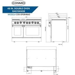 Cosmo 48 in. Double Oven Gas Range & Dishwasher & Wine Cooler & Refrigerator Set - Thumbnail 15