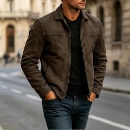 Mens Faux Leather Jacket,Motorcycle Vintage Racing Jacket Full Zip Lightweight Classic Western Style Trucker Coat Size 3XL Brown - Thumbnail 5