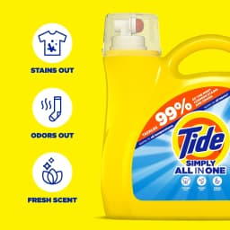 Tide Simply Laundry Detergent Liquid All-In-One, Refreshing Breeze Scent, 117 fl oz, 89 Loads - Thumbnail 5