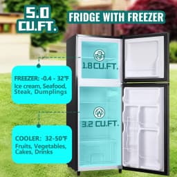 JIEJIA 5.0 Cu.Ft Apartment Size Refrigerators with Separate Freezer, 2 Door Refrigerator, Small Fridge with Freezer, Gray - Thumbnail 8