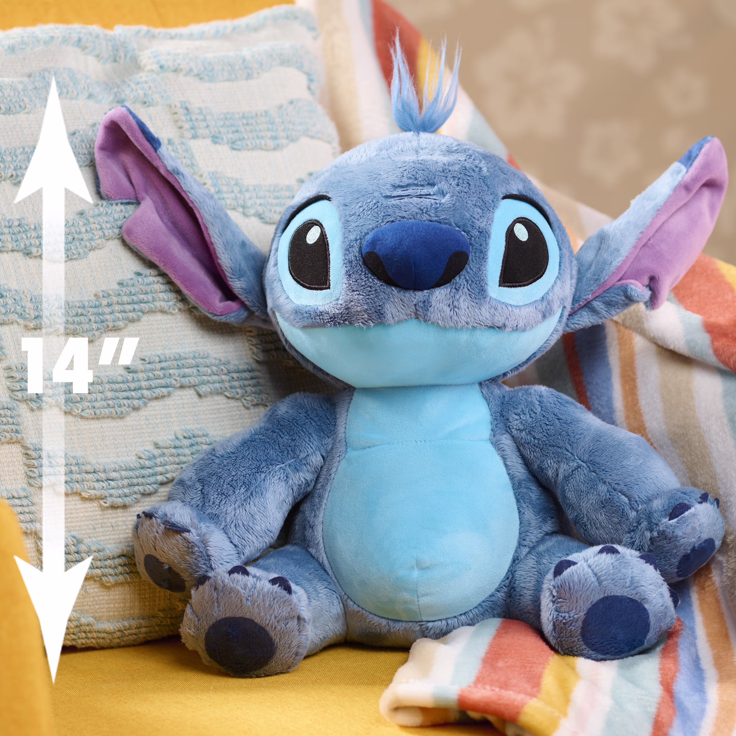 Disney Stitch 14-inch Fuzzy Plush Stuffed Animal, Soft Plush Toy, Kids Ages 2 - Thumbnail 6