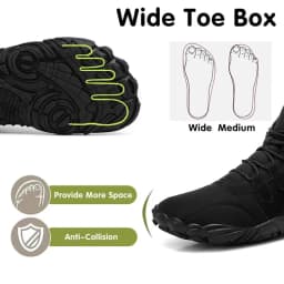 Stepedia Mens Womens Winter Barefoot Shoes Wide Toe Box Winter Boots Faux Fur Zero Drop Sole, Black 7.5 Women/6.5 Men - Thumbnail 4