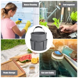 Bocaoying 17L Cleaning Organizer Caddy with Handle, Large Folding Cleaning Basket Bag, Multifunction Collapsible Waterproof Gardening Tool Storage - Thumbnail 7