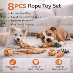 MGEZCOO Dog Toys for Aggressive Chewers Pack of 8 | Eco-Friendly Puppy Toys, Knotted Cotton Rope for Dental Health & Interactive Play - Thumbnail 3