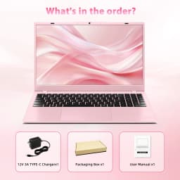 TRHRO 15.6" FHD IPS Pink Laptop, 256GB SSD 8GB RAM, Intel Processor, Dual 4K Output & Type-C PD, Office 2024 Included - Thumbnail 3
