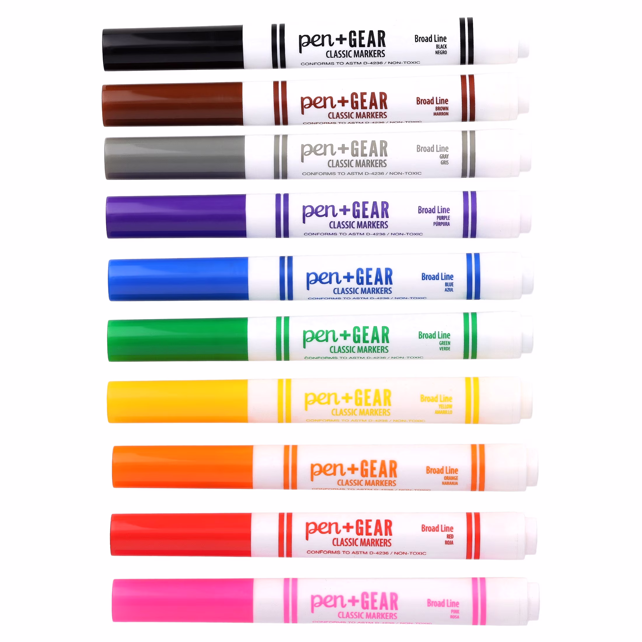 Pen+Gear Classic Markers, Broad Line, Assorted Colors, 10 Count - Thumbnail 3