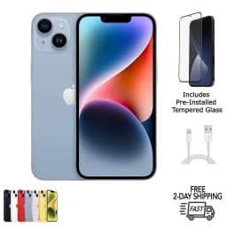 Restored Fully Unlocked Apple iPhone 14 Cell Phone A2649 128GB, 3279 mAh, 6 GB RAM, 6-core CPU, 16-core Neural Engine, 6.1-inch Super Retina XDR OLED display, Blue - Thumbnail 1