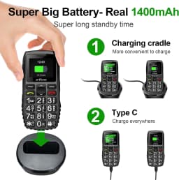 artfone 4G Volte Big Button Cell Phone Unlocked for Seniors Big Buttons LTE Phone for Elderly & Kids, Clear Sound, SOS Button, Convenient USB-C & Charging Dock, Talking Numbers, Black - Thumbnail 5