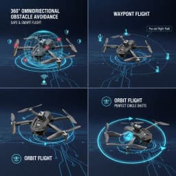 SEREE Drone with Camera 8K HD FPV 5G Brushless Motor 4.5" Screen Foldable RC Quadcopter Obstacle Avoidance Drone - Thumbnail 6