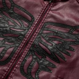 Men's Wings Color Block PU Leather Motorcycle Jacket, Double Stand Collar Street Casual Motorcycle Jacket, Hip Hop Punk Retro Top - Thumbnail 8