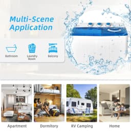 Costway 26 lbs Portable Semi-automatic Twin Tub Washing Machine with Drain Pump Blue - Thumbnail 6