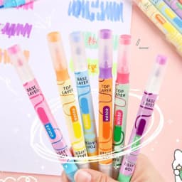 Preplabs 6-Pack Dual Tip Highlighters | Chisel and Fine Tip Color Changing Markers for Bullet Journaling - Thumbnail 9