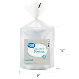 Great Value Soak-Proof Foam Plates, White, 9 in, 150 Count - Thumbnail 8
