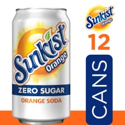 Sunkist Zero Sugar Orange Soda Pop, 12 fl oz, 12 Pack Cans - Thumbnail 2