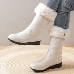 Ynynloco Warm Winter Boots for Women: Fur Lined Mid Calf Boots for Women Comfortable Zipper Snow Boots Waterproof for Cold Weather - Thumbnail 9