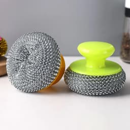 1 Pc Steel Wool Scrubber with Removable Handle, Heavy Duty Metal Wool Scrubbers, Multiuse Stainless Steel Scouring Pad, Kitchen Cleaning Brush - Thumbnail 4