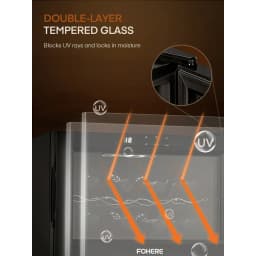8 Bottles Wine Cooler Refrigerator, Freestanding Wine Cellar with LED Light, Digital Temper Control, Black - Thumbnail 2
