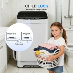 GGTB 1.9 Cu.ft Full Automatic Portable Washing Machine with LED Display, 20 lbs Capacity, 10 Wash Programs & 8 Water Levels Selections, White - Thumbnail 2