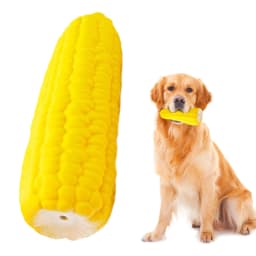 Soft Latex Squeaky Dog Toy Corn Shape Durable Chew Toy, Denbek Interactive Squeaky & Chew Dog Toy, Cone Shape, Yellow, for Aggressive Biting Dogs - Thumbnail 2