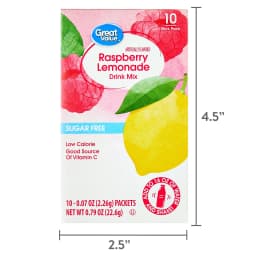 Great Value Sugar-Free Raspberry Lemonade Powdered Drink Mix, 0.07 oz, 10 Count - Thumbnail 7