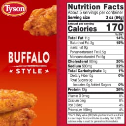 Tyson Any'tizers Buffalo Style Hot Wings, Bone-in, 22 oz (Frozen, Fully Cooked) - Thumbnail 8