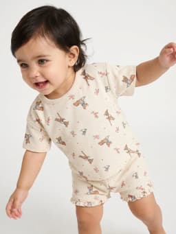 Bambi Baby Girls Faun Friends Textured Knit Top and Ruffle Shorts Set, 2-Piece, Sizes 0M-24M - Thumbnail 3