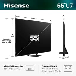Hisense 55" U7 Mini-LED ULED 4K UHD Smart Google TV (55U7SG, 2026 Model) - Hi - QLED MiniLED , Native 165Hz, VRR 330 - Thumbnail 2