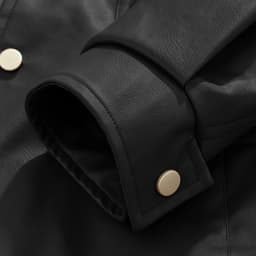 LEKWK Faux Leather Jacket Men Button Down Shiny Big and Tall Bomber Jacket Long Sleeve Vintage Casual Fall Fashion Moto Biker Outerwear Black L - Thumbnail 7