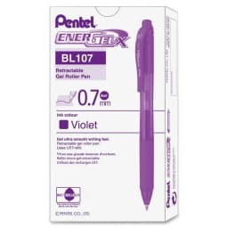Pentel EnerGel-X Retractable Gel Pens Medium Pen Point - 0.7 mm Pen Point Size - Refillable - Retractable - Violet Gel-based Ink - Violet Barrel - Thumbnail 5